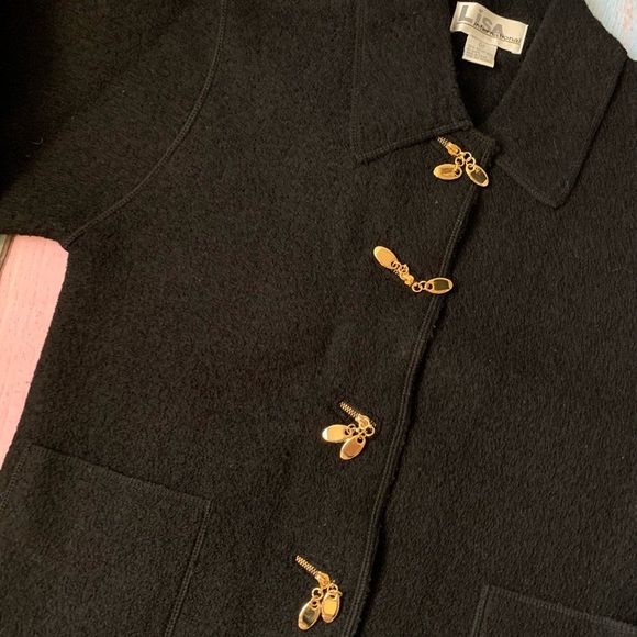 Vintage Lisa international 100% boiled wool cardigan size medium - Picture 4 of 9